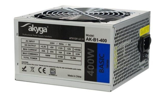 Akyga Basic Series Strømforsyning (PSU) - 400 Watt - 120 mm - 80 Plus