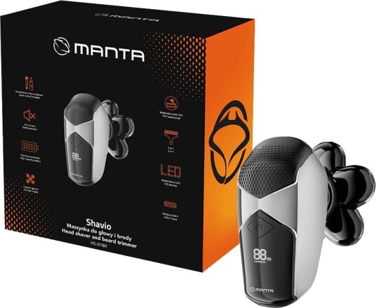 Manta Shavio Trimmer - USB-C, (inkl. 8 hoder og etui) - Svart
