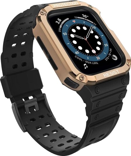 Hurtel Protect Rem med Deksel til Apple Watch 38/40/41mm Svart/Rosegull