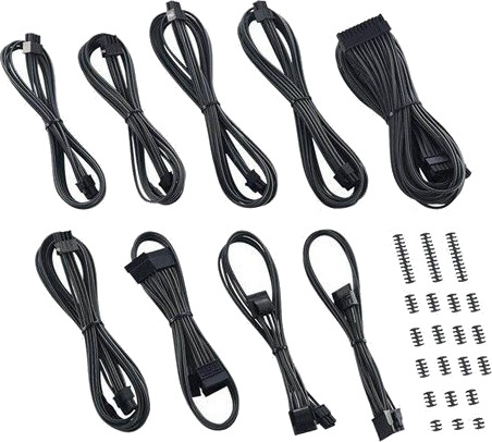 Cablemod Classic ModMesh Strømkabelsett for Corsair C-Series - Svart, Hvit, Karbon
