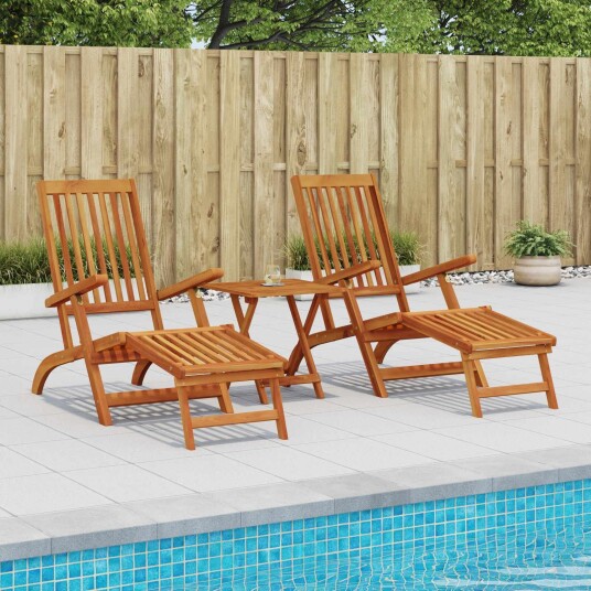  Reclining og sammenleggbare solsenger 2 pcs Naturlig