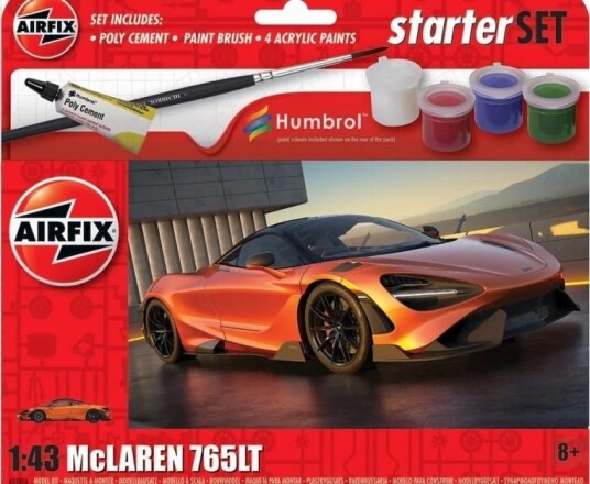 Airfix McLaren 765LT Byggesett 1:43 med Maling og Tilbehør