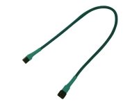 Nanoxia - Forlengelseskabel for viftestrømforsyning - 3 pin internstr (hunn) til 3 pin internstr (hann) - 30 cm - grønn