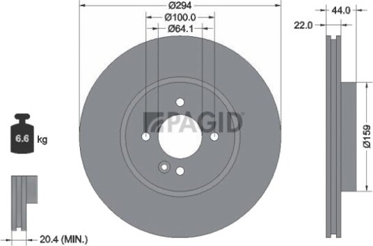 PAGID 54835NC Bremseskive PAGID 54835NC Bremseskive