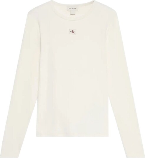 Calvin Klein Jeans Ls Woven Label Sensual Detail To Cream S