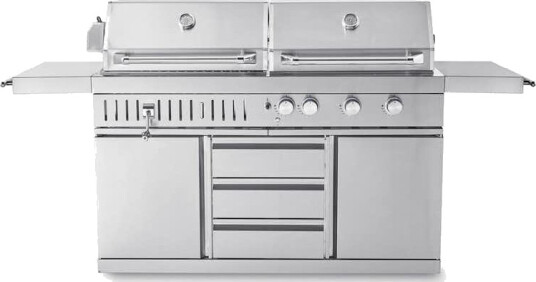 Frittstående Gass- og Kullgrill Myoutdoorkitchen Stainless Collection med 3 Brennere