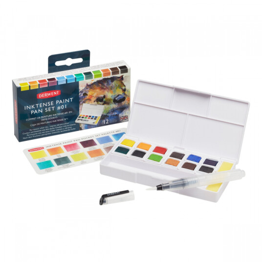 Derwent Inktense Paint Pan Set Studio 12 halvkopper Derwent Inktense Paint Pan Set Studio 12 halvkopper