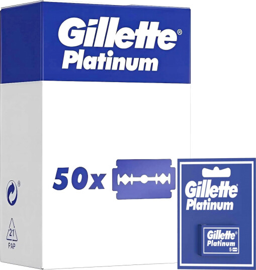 Gillette Platinum 50 pcs. Barberblad Double Edge 10 x 5 pcs.