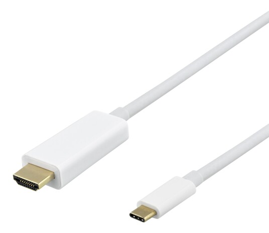 Deltaco USB-C - HDMI cable, 4K UHD, gold plated, 3m, white