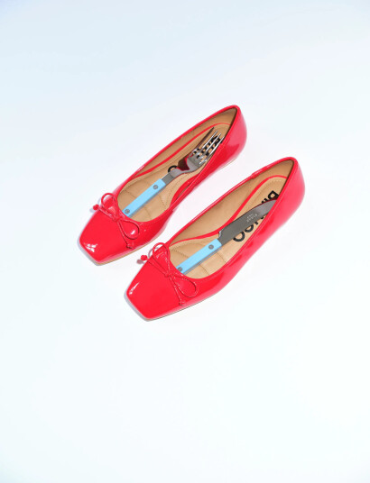 Bianco Biarose Karré Ballet Flat Faux Leather - Red - 37 Bianco Biarose Karré Ballet Flat Faux Leather - Red - 37