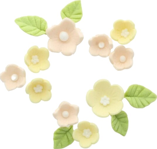 Culpitt Spiselig Kakepynt Gul Blomster Og Blader Pk/12 | Slikkepott.No
