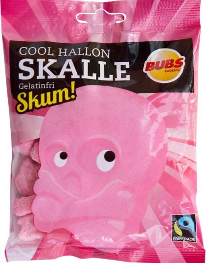 Pose med Skalle i Skum med Bringebærsmak 90 gram Pose med Skalle i Skum med Bringebærsmak 90 gram