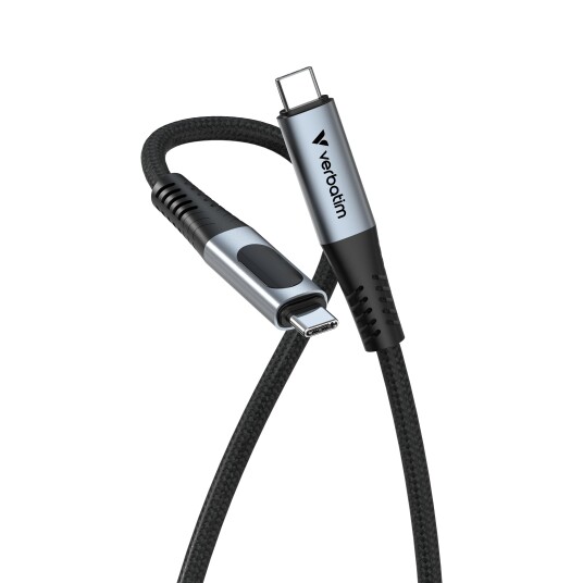 Verbatim 100W Hurtiglading USB C-kabel 1,2 m Flettet Svart Verbatim 100W Hurtiglading USB C-kabel 1,2 m Flettet Svart