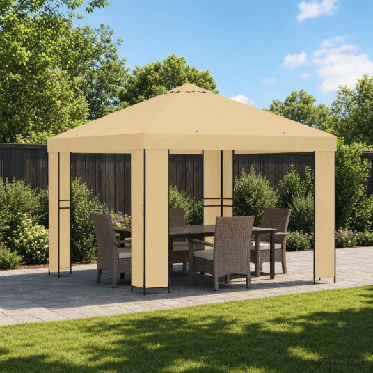 vidaXL Paviljong 3 x 3 m Krem Polyester og stål 190 gsm