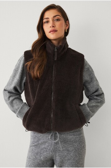 Ellos STUDIO Vest Full Zip Soft Pile Vest Brun