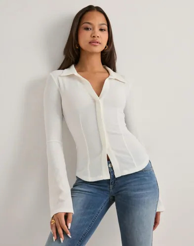 Nelly Hvit Amazing Structure Shirt Top