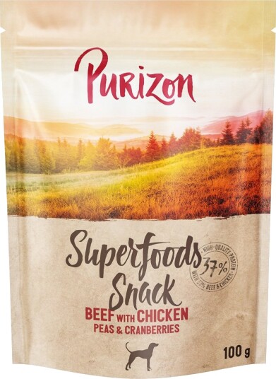 Purizon Superfoods hundesnacks med erter & tranebær kylling Okse 100 g 100 g