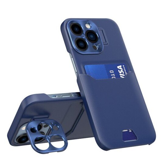 Hurtel Leather Stand Case For Iphone 14 Pro, Kort Lommebokdeksel Med Stativ, Blå Hurtel Leather Stand Case For Iphone 14 Pro, Kort Lommebokdeksel Med Stativ, Blå