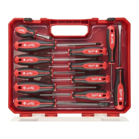 Milwaukee Skrutrekkersett 12 Deler med Tri-Lobe Håndtak og Magnetiske Spisser Milwaukee Skrutrekkersett 12 Deler med Tri-Lobe Håndtak og Magnetiske Spisser