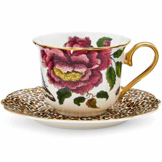 Spode  Creatures of Curiosity Tekopp og fat 35 cl hvit/leopard