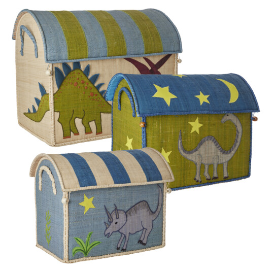 Rice Large Set of 3 Toy Baskets Dinosaur Theme