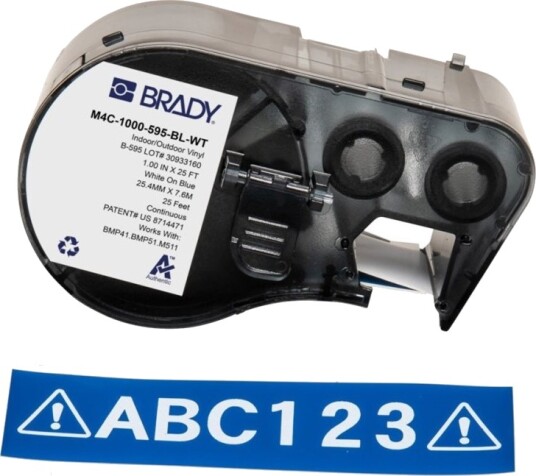 Brady Vinyl Blank Permanent Aggressivt Akryllim 102 Mikroner Hvitt På Blått Rull 2,54 Cm X 7,62 M 1 KassettEr Etikettmagasin Brady Vinyl Blank Permanent Aggressivt Akryllim 102 Mikroner Hvitt På Blått Rull 2,54 Cm X 7,62 M 1 KassettEr Etikettmagasin
