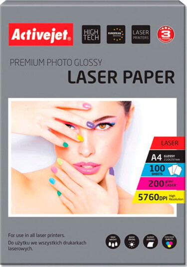 Activejet AP4 200G100L Premium Fotopapir for Laserprinter Glanset A4 100 ark