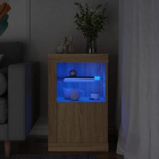  Sideskap med LED-lys sonoma eik konstruert tre 8721012252189