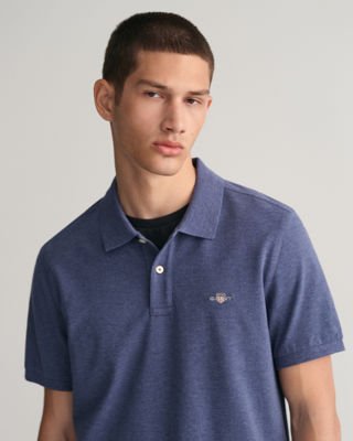 Klassisk piquéskjorte i regular fit DK JEANSBLUE MELANGE 5XL