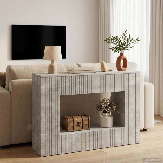 vidaXL Konsollbord Stripete BetongGrå 101 x 29 x 74 cm Konstruert tre