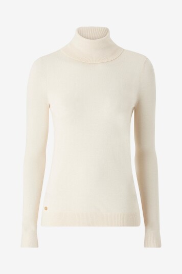 Lauren Ralph Lauren Polohals Modal Silk Nylon ls Sweater Beige