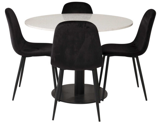 Venture Design Razzia & Polar spisegruppe Hvit/svart 4 st stoler & bord 106 cm