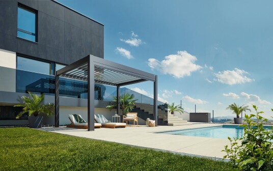 Biohort Pergola størrelse 4 x 3 metallic quartz grå