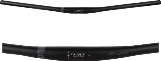FORCE TEAM styre til MTB flat 31,8/780 mm aluminium matt sort