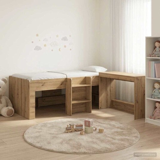  Barneseng med skrivebord Artisan eik 75 x 190 cm Konstruert tre