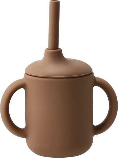 Scandi Living Idun kopp med sugerør silikon 120 ml Hazel