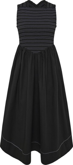 GANNI Washed Stretch Cotton Smock Midi Straps Dress Black 42 GANNI Washed Stretch Cotton Smock Midi Straps Dress Black 42