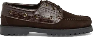 Les Deux Croco Mix Boatshoe Pensko Brun