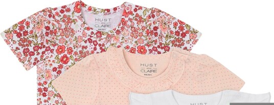 Hust and Claire Genser - 3-pack - Alda - Rosa/Hvit m. Blomster - Hust and Claire - 1 år (80) - Genser