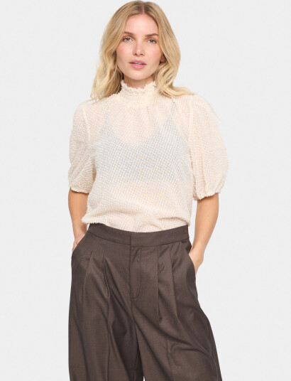 Saint Tropez Helmasz Ss Blouse - Cream - M