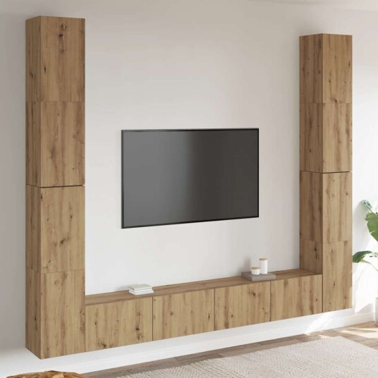  Vegghengte TV-benker 6 stk artisan eik konstruert tre 8721158760067