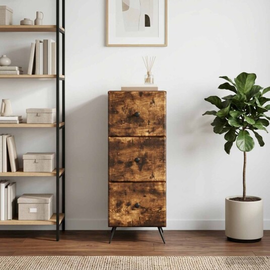 vidaXL Skuffeskap Røkt Eik 33 x 34,5 x 90 cm Konstruert tre vidaXL Skuffeskap Røkt Eik 33 x 34,5 x 90 cm Konstruert tre