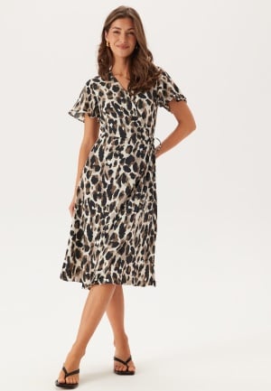 VILA Vilovie S/S Wrap Midi Dress Birch AOP:Astrid 34