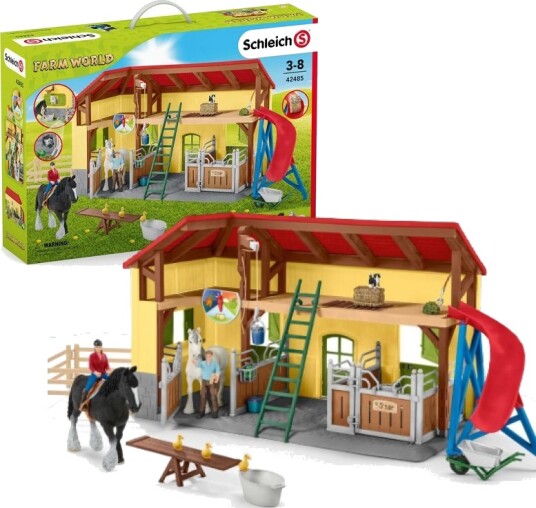 Schleich 42485 Hestestall Lekesett med Dyr for Barn 3+ år