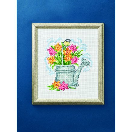 Permin Broderisett Kannek og tulipaner 33x38 cm
