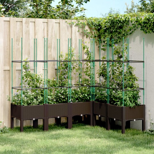 Plantekasse med espalier brun 160x120x142,5 cm PP
