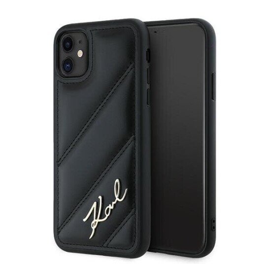 Karl Lagerfeld Hardcase Diagonal Quiltet Script for iPhone 11/XR - Svart
