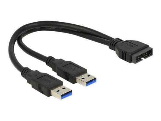 Delock intern-til-ekstern USB-kabel - 19-pins USB 3.0-plugg til USB-type A - 25 cm
