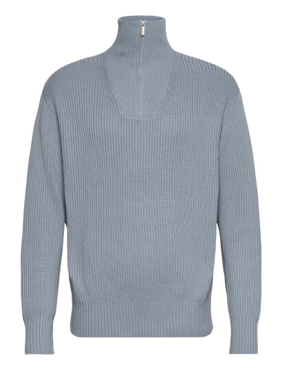 Selected Slhdry Ls Knit Relaxed Half Zip - Blue - M