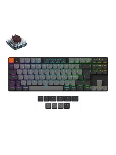 Keychron K1 v6 Low Profile 2.0 Gamingtastatur med RGB Baklys Nordisk - Trådløst og Kablet